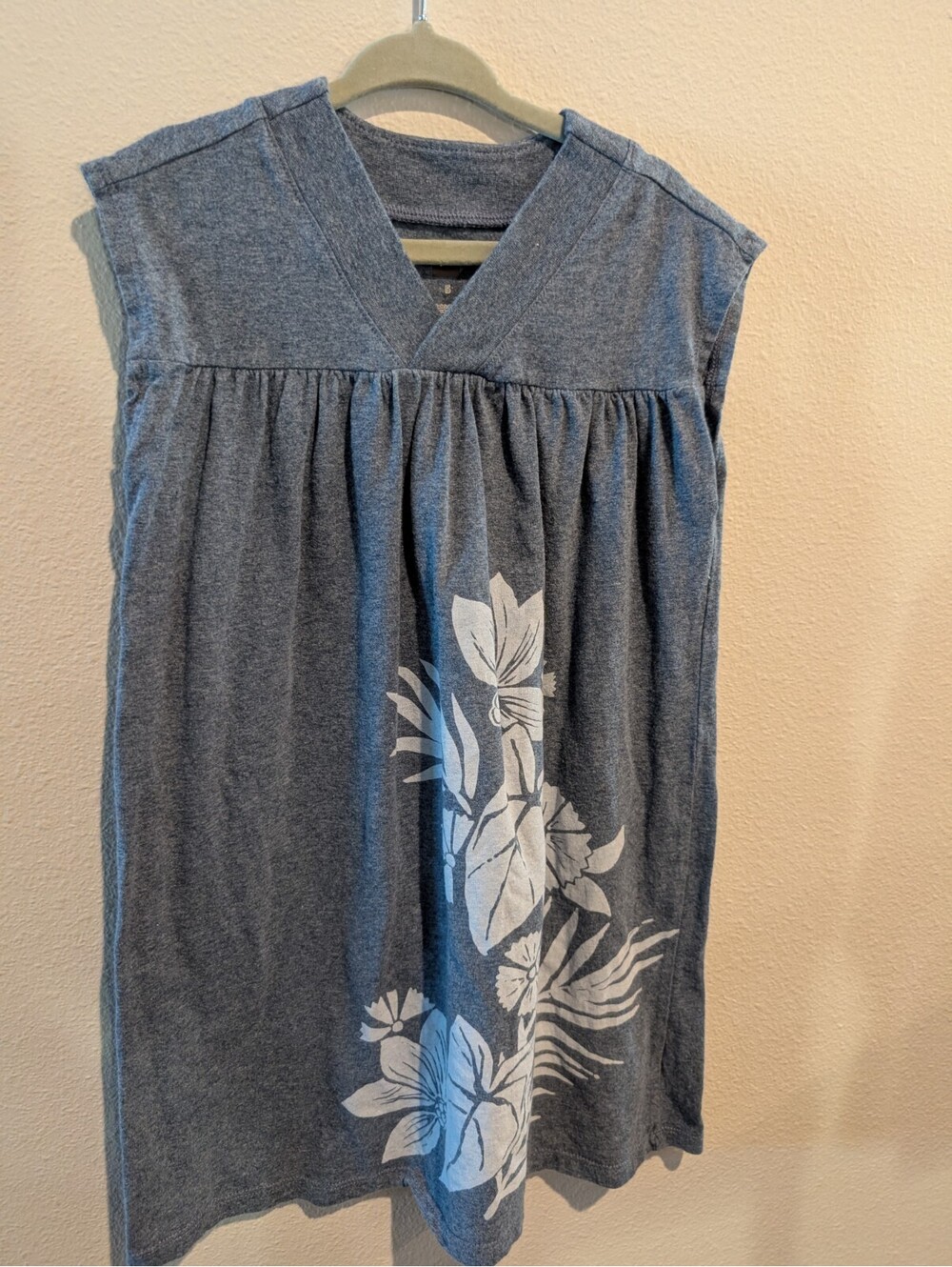 Tea Collection Girls Size 5 Blue Tropical Floral Cotton T Shirt Dress EUC Beach